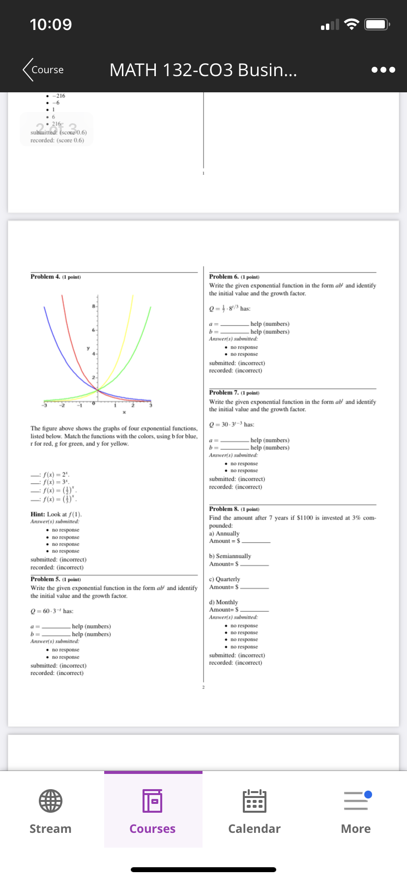 - Exponential Functions and Models f(0) = . 1.8 - Logarithmic Functions