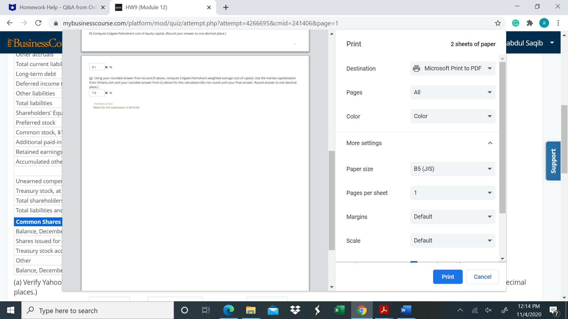 x manbe HW9 (Module 12) X + X C a mybusinesscourse.com/platform/mod/quiz/attempt.php?attempt=4266695&cmid=241406&page=1 G