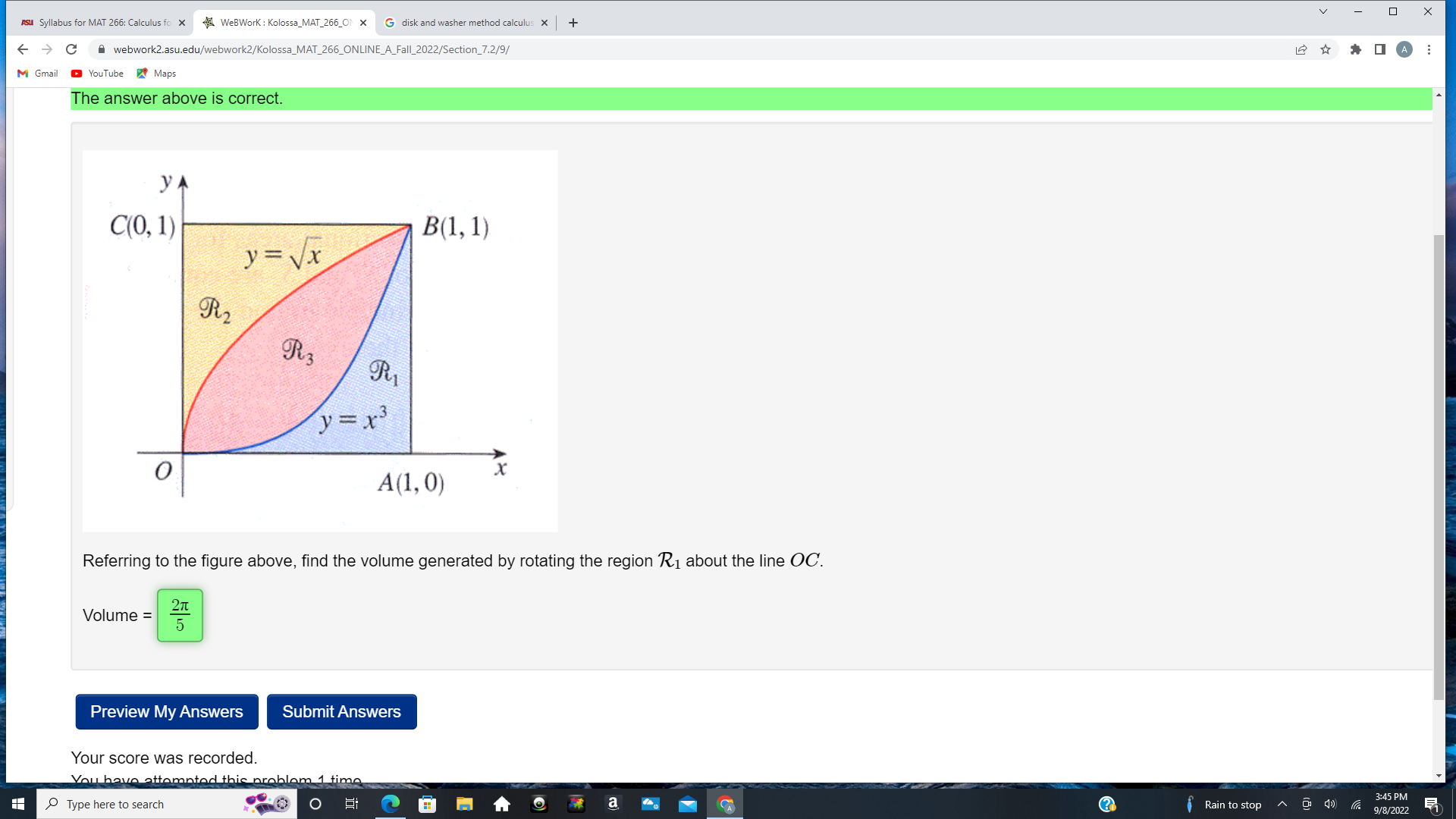 x G disk and washer method calculus x C A webwork2.asu.edu/webwork2/Kolossa_MAT_266_ONLINE_A_Fall_2022/Section_7.2/9/ M