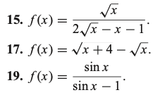  15. f(x) = 2 x - x -1 17. f(x) =