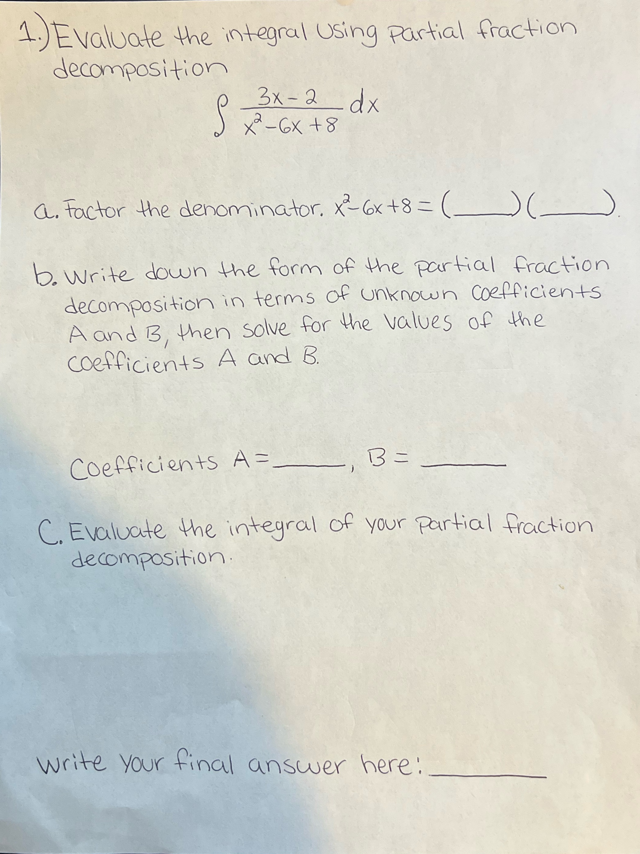 Please help me with my calculus 2 hw. This problem is
