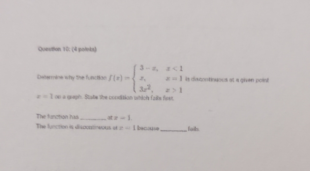 1 is discontinuous at a given point a = 1 on a