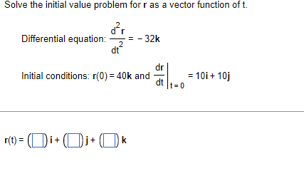 of t. Differential equation: - 32k 2 dt dr Initial conditions: r(0)