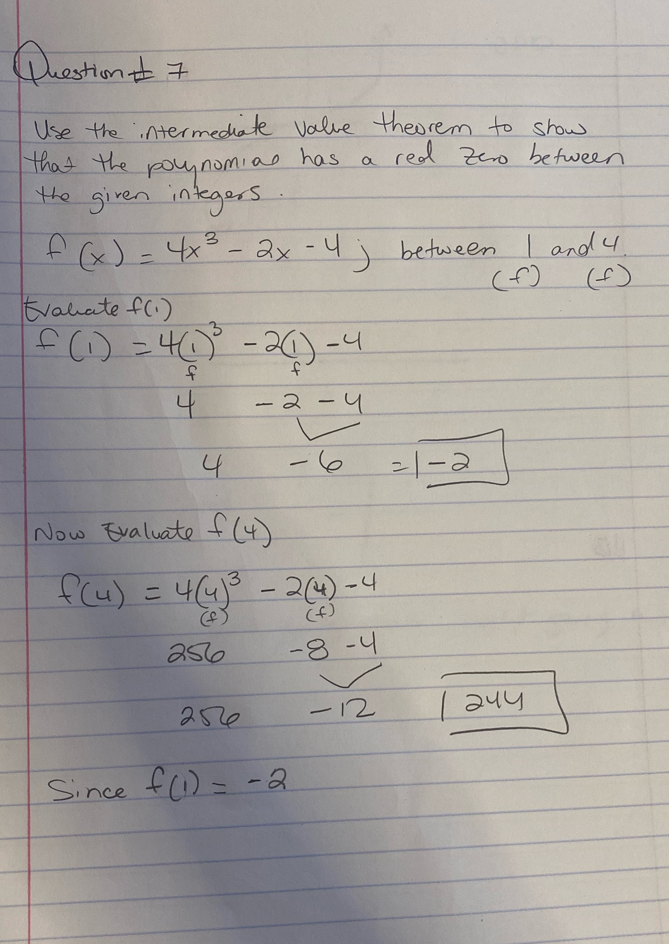 the polynomial has a red zero between the given integers . f