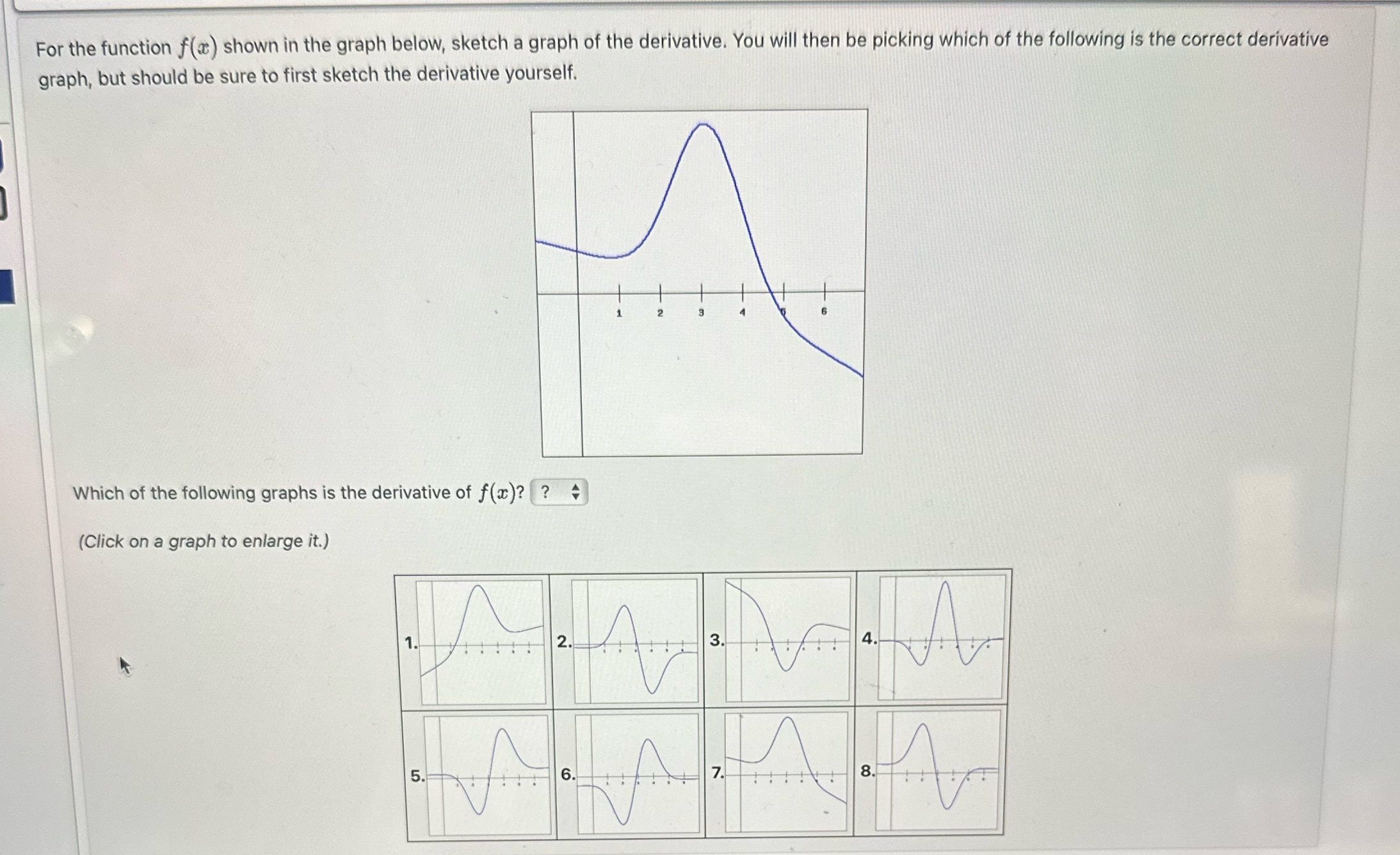  For the function f() shown in the graph below, sketch a