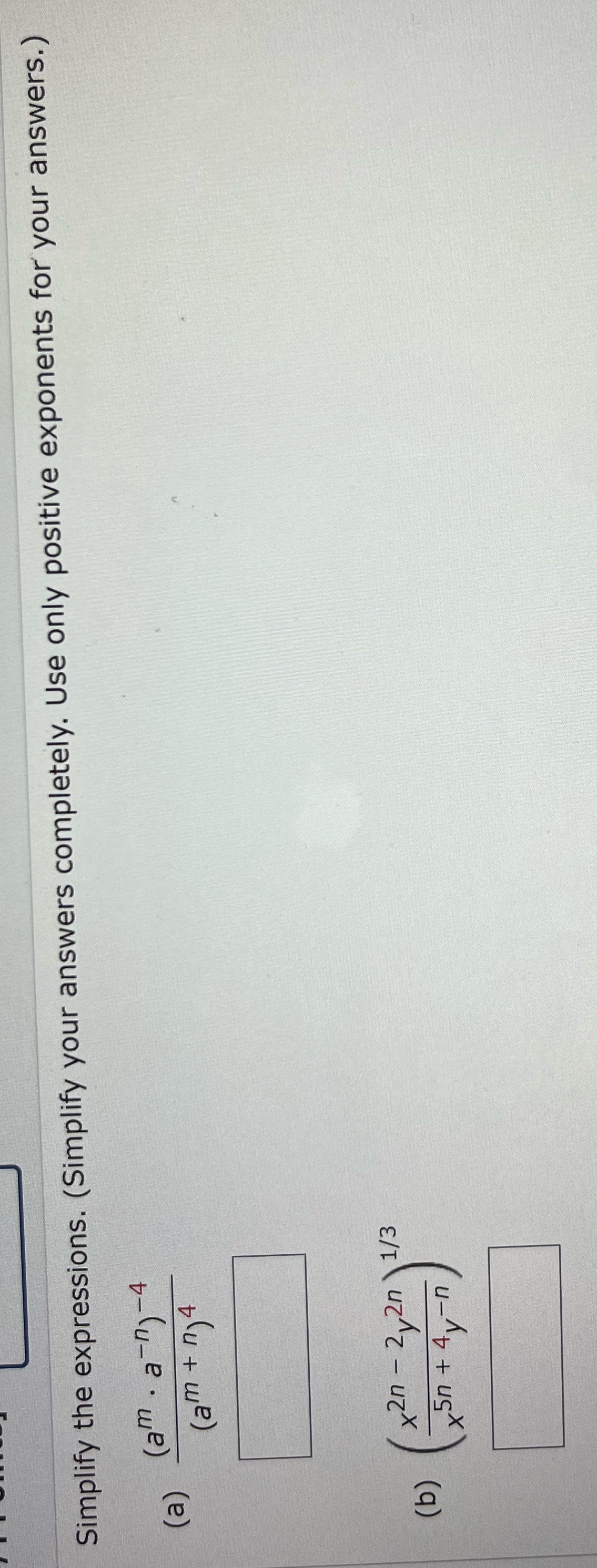 for your answers. ) ( am . a -n ) - 4