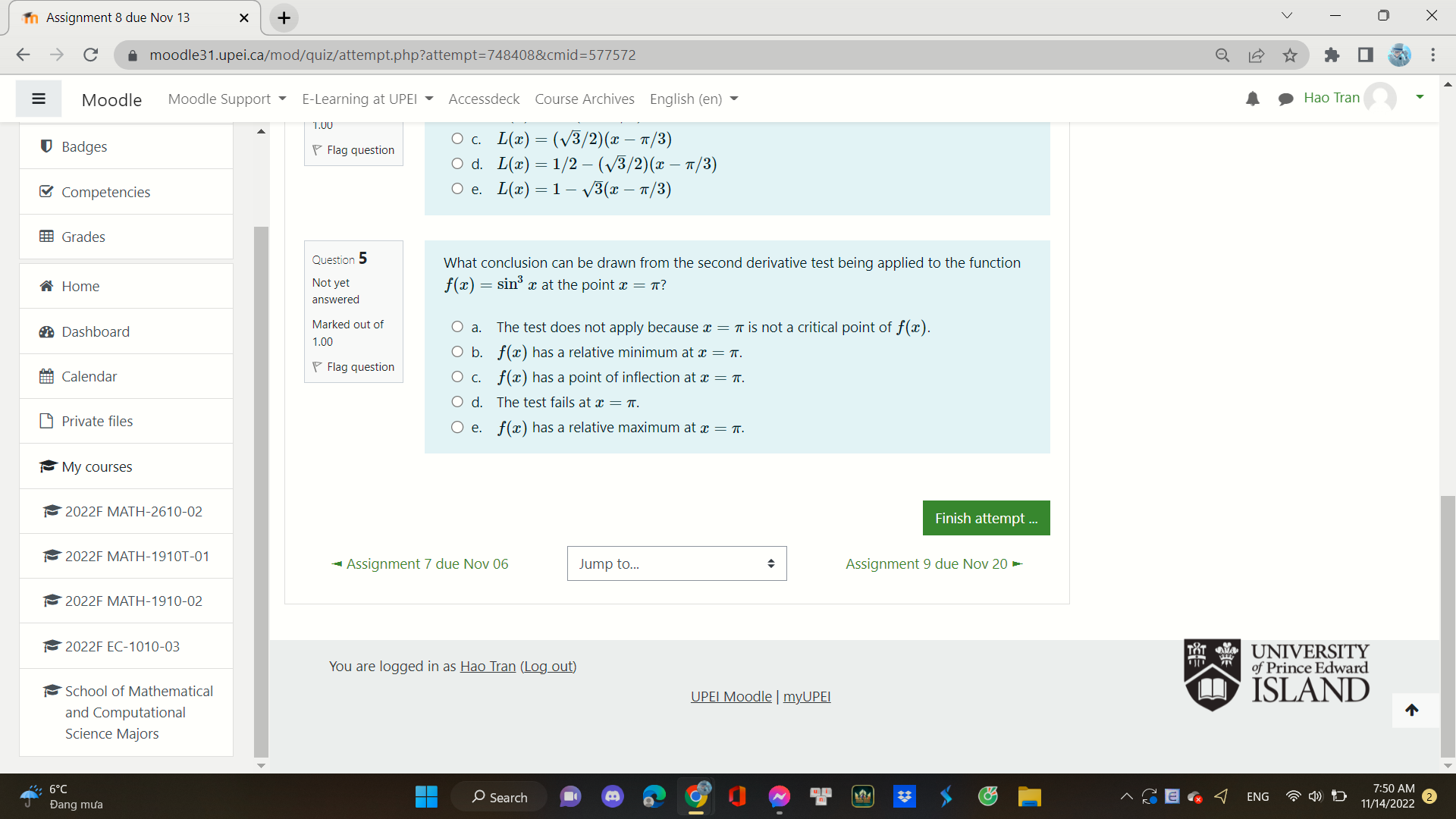 moodle31.upei.ca/mod/quiz/attempt.php?attempt=748408&cmid=577572 Moodle Moodle Support * E-Learning at UPEI * Accessdeck Course Archives