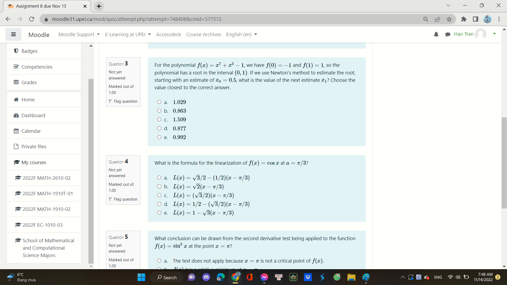 English (en) Hao Tran U Badges Competencies Question 3 For the polynomial