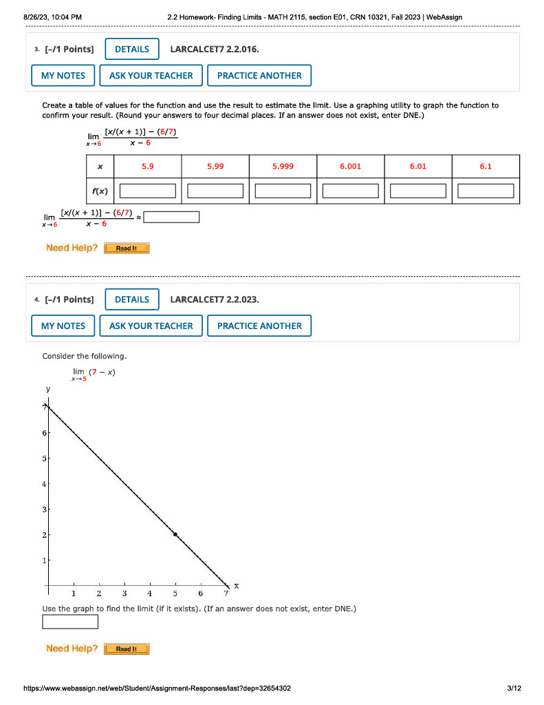 assignment, you submit answers by question parts. The number of submissions remaining