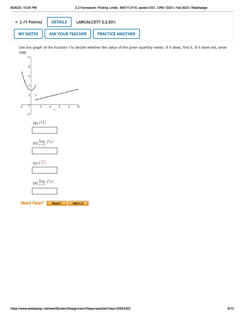 [-/1 Points] DETAILS LARCALCET7 2.2.005. MY NOTES ASK YOUR TEACHER PRACTICE ANOTHER