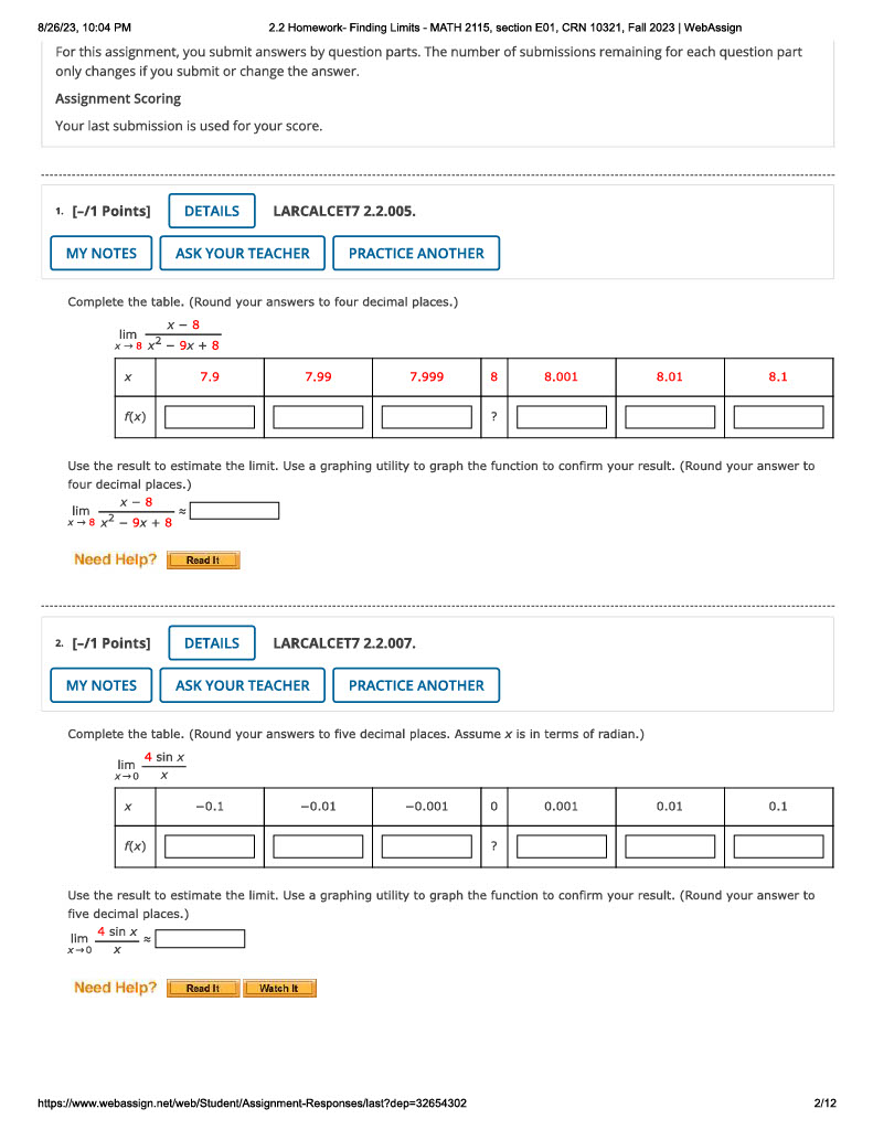 (Round your answer to four decimal places.) X - 8 lim x
