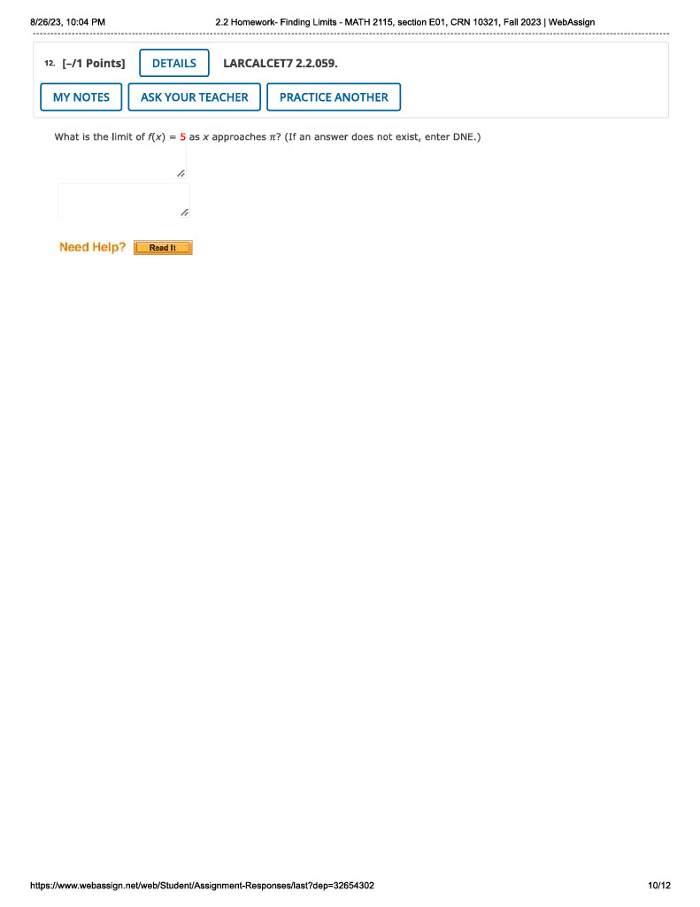 Finding Limits - MATH 2115, section E01, CRN 10321, Fall 2023 |