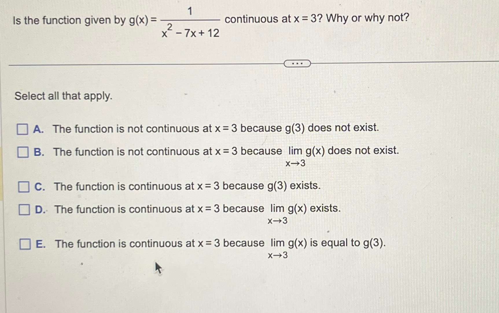 x 7x + 12 is the function given by g(x) = W