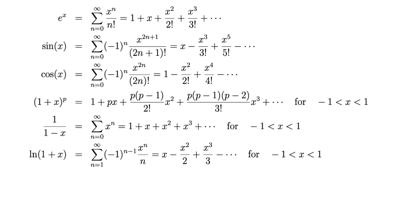 cos(a) = (-1)2 202n 2-2 24 =1 - (2n)! + . n=0