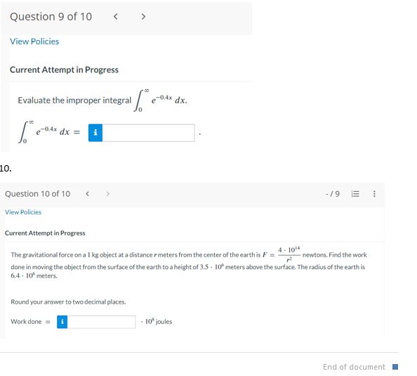 Policies Current Attempt in Progress 4 - 10#4 The gravitational force on