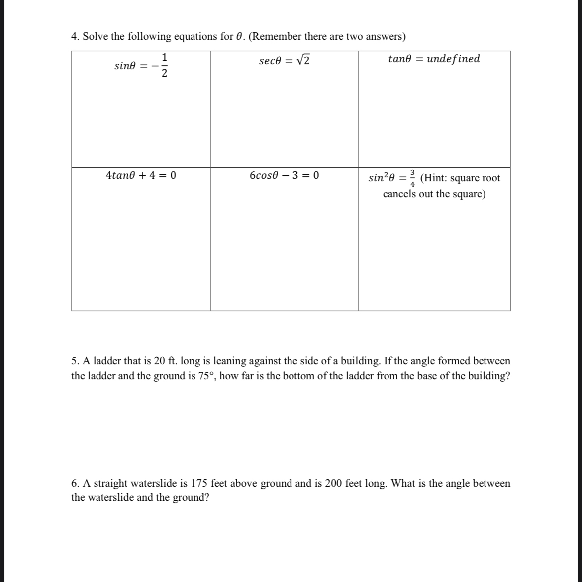 following angles from degrees to radians. Give your answer in the range