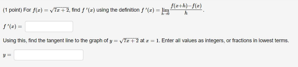 '(x) using the definition f '(x) = lim h +0 h f