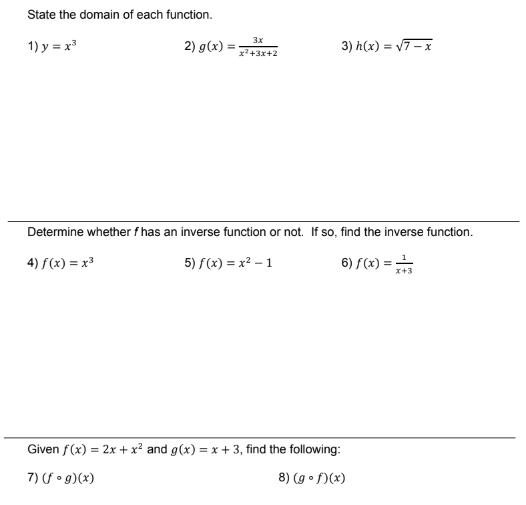 x2 - 2x + 7, find the following. 9) f(0) 10) f