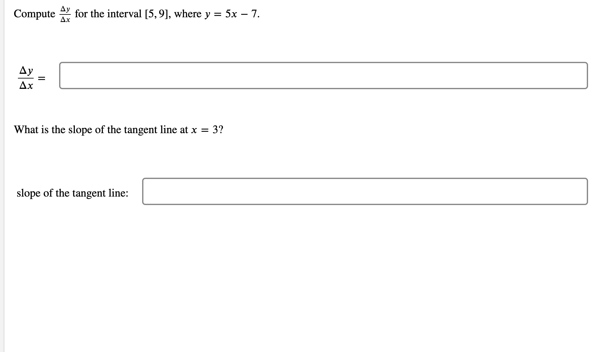  Compute % for the interval [5,9], where y = 5x 7.