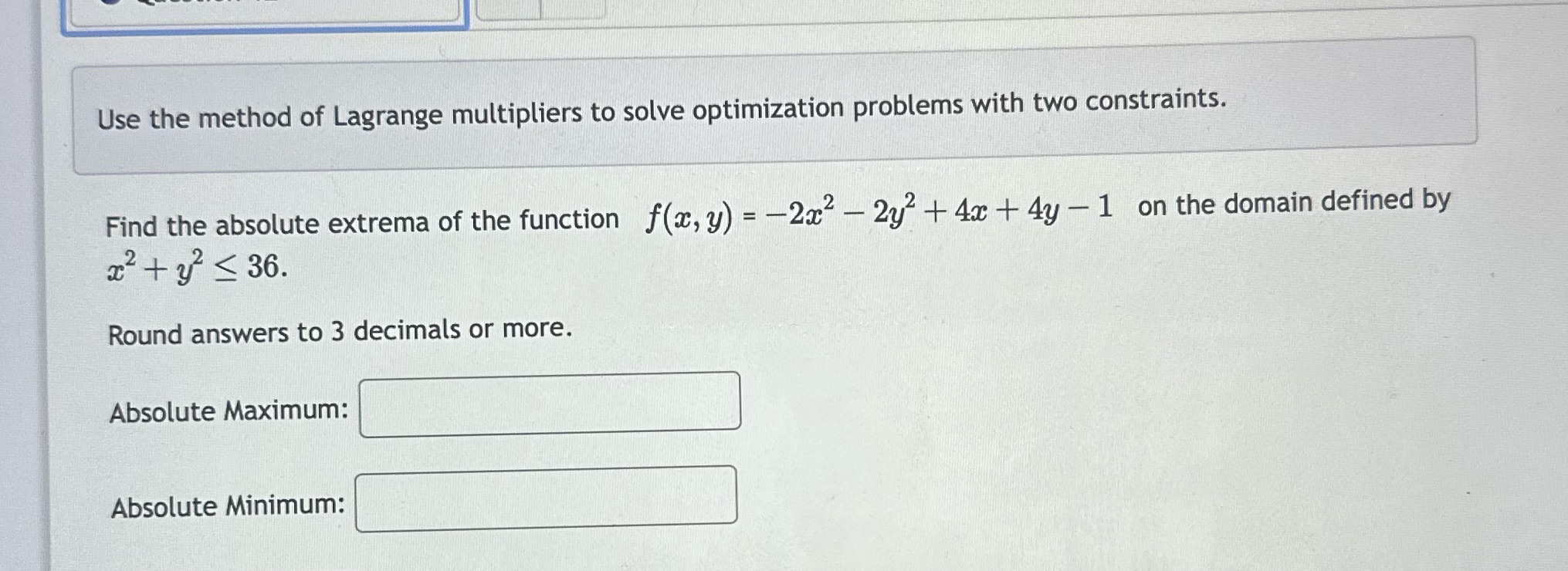  Use the method of Lagrange multipliers to solve optimization problems with