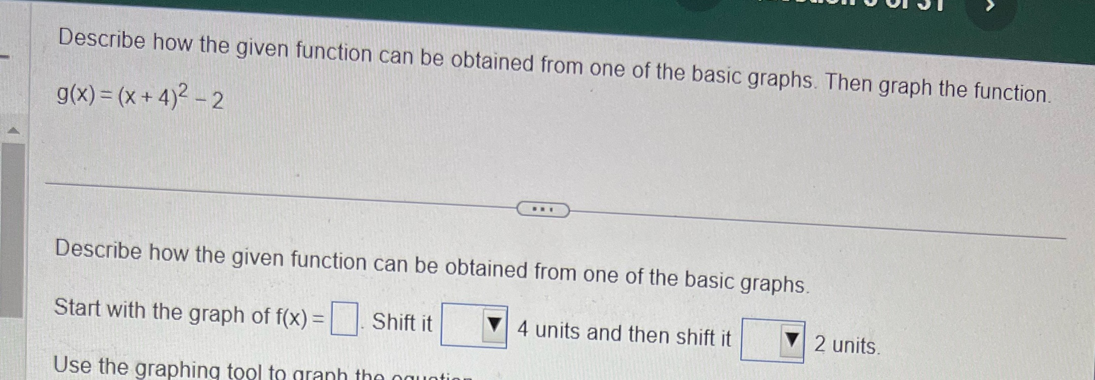 Describe how the given function can be obtained from one of