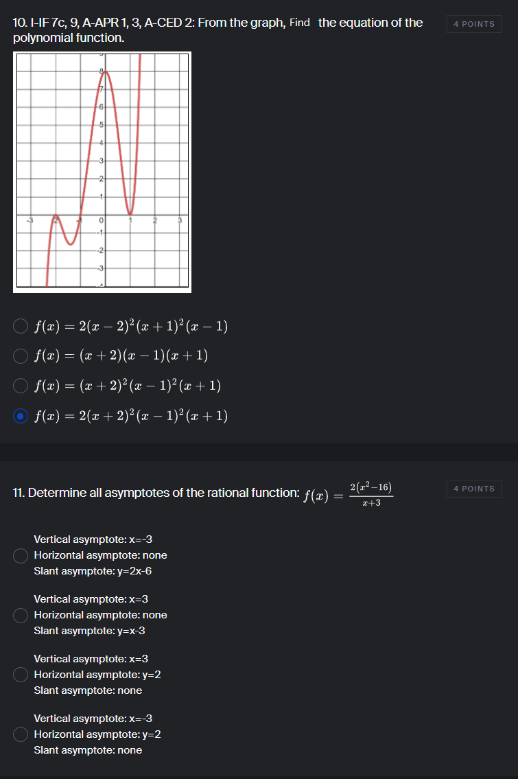 rational function: f (x) = 2(12 -16) 4 POINTS C+3 Vertical asymptote: