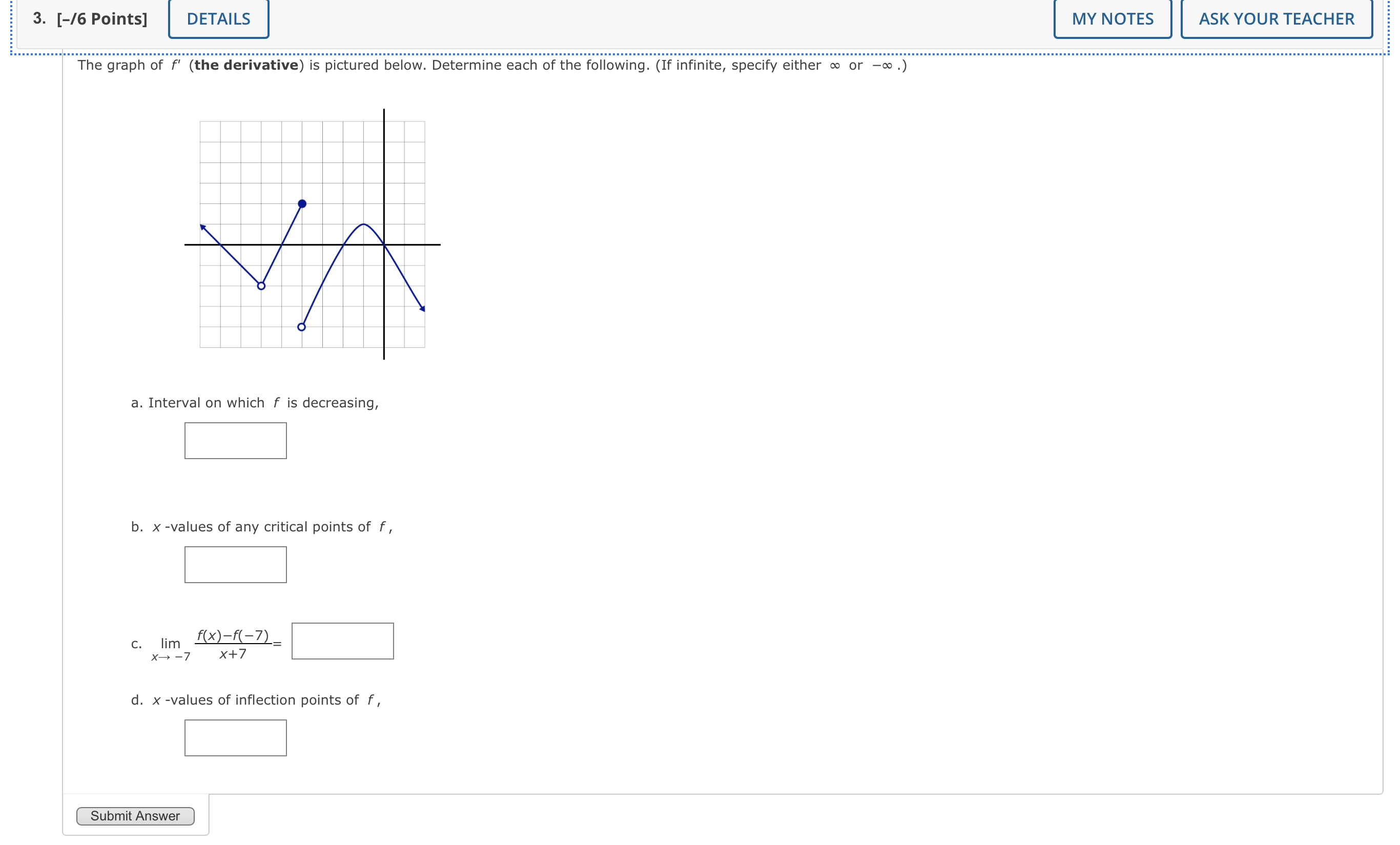 your answer in interval notation.) Increasing: Decreasing: Submit Answer1. [-/5 Points] ASK