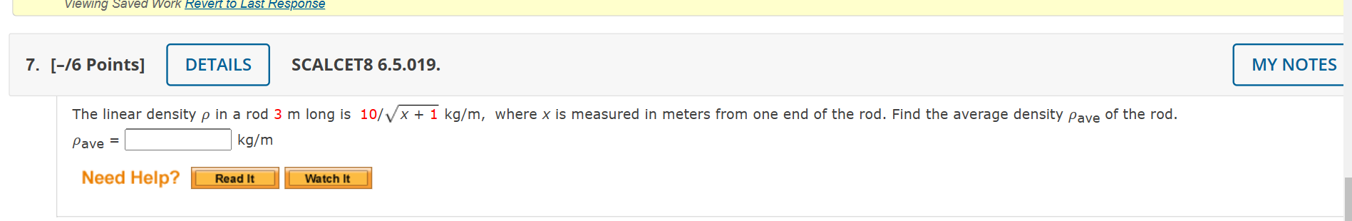 to Last Response 17. [-/5 Points] DETAILS SCALCET7 7.2.020. Evaluate the integral.