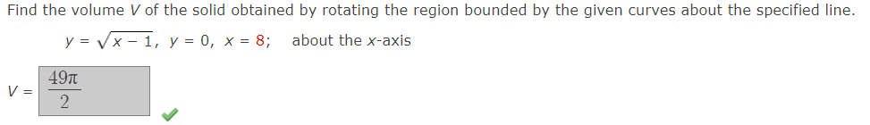 region bounded by the given curves about the specified line. X =