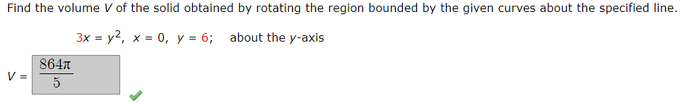 y: 0, x: 8; aboutthexaxis \"-- _ 2 V Find the volume