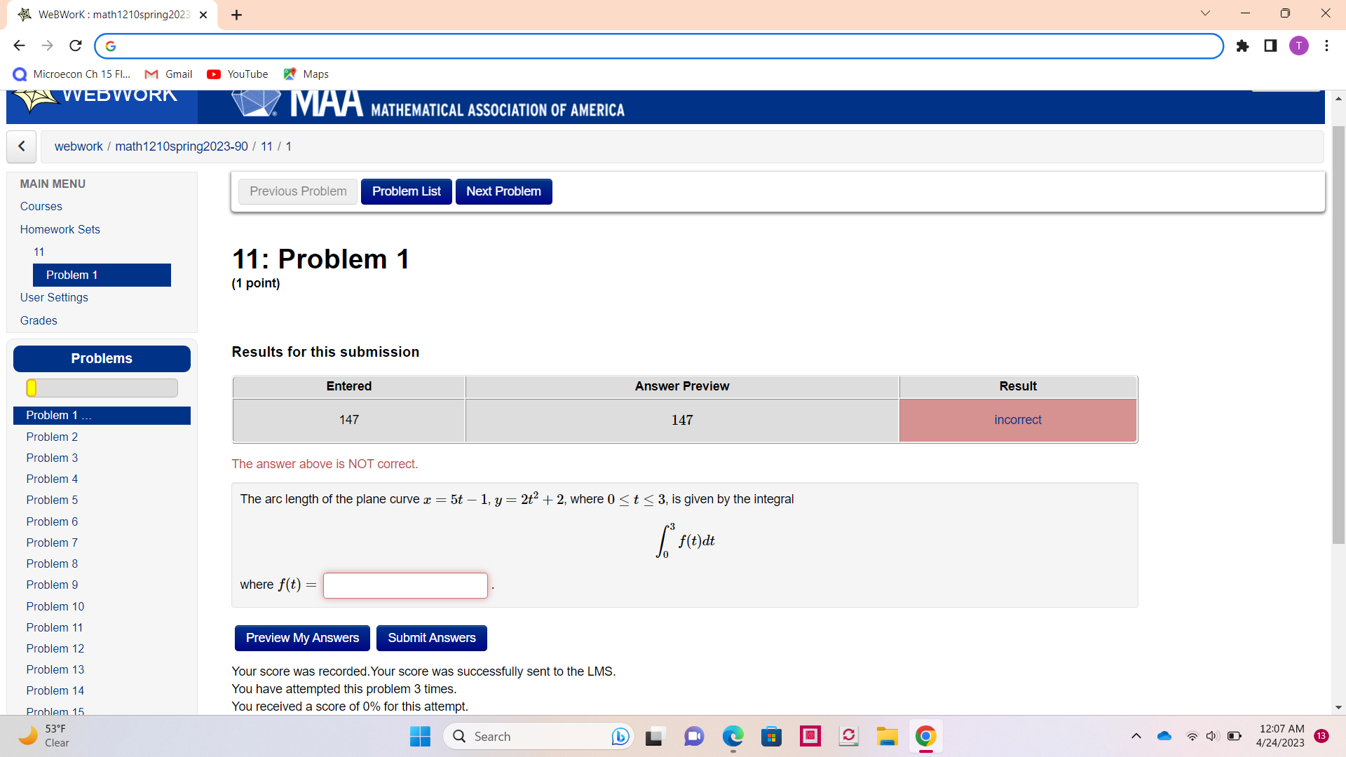 WeBWork : math1210spring2023 x + O X > C G Q