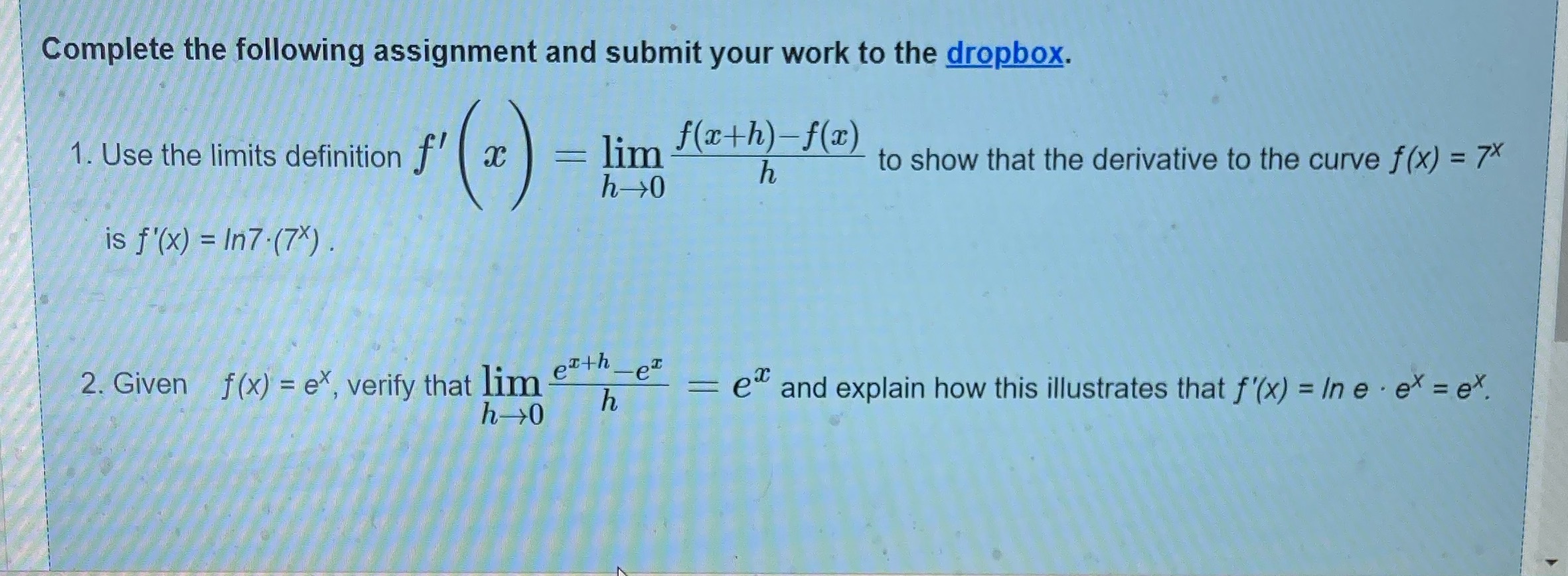 1. Use the limits definition f ( ac = lim f(ath)-f(x) to