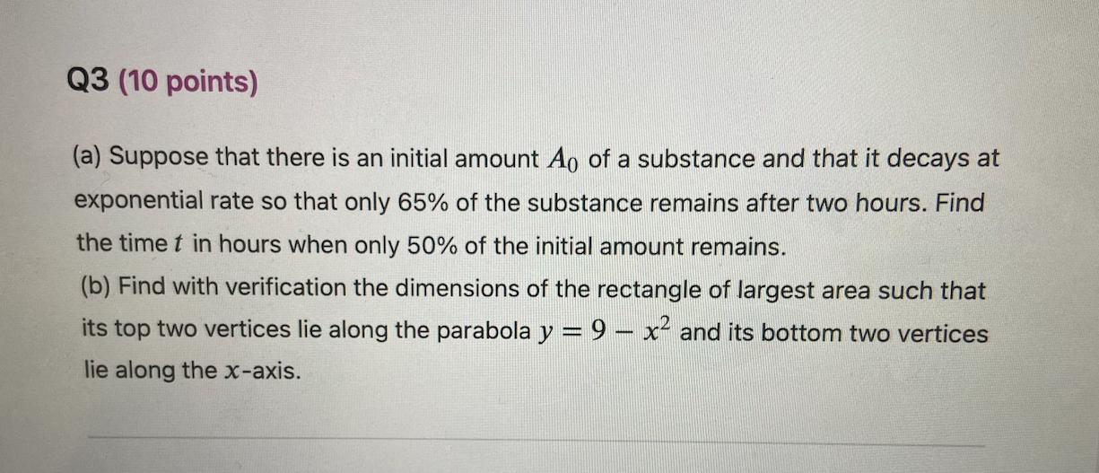  Q3 (10 points) (a) Suppose that there is an initial amount