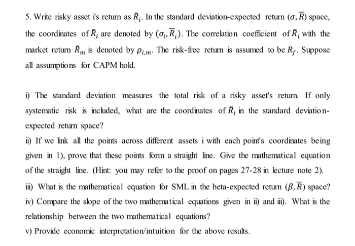 J. The correlation coefficient of R ; with the market return R