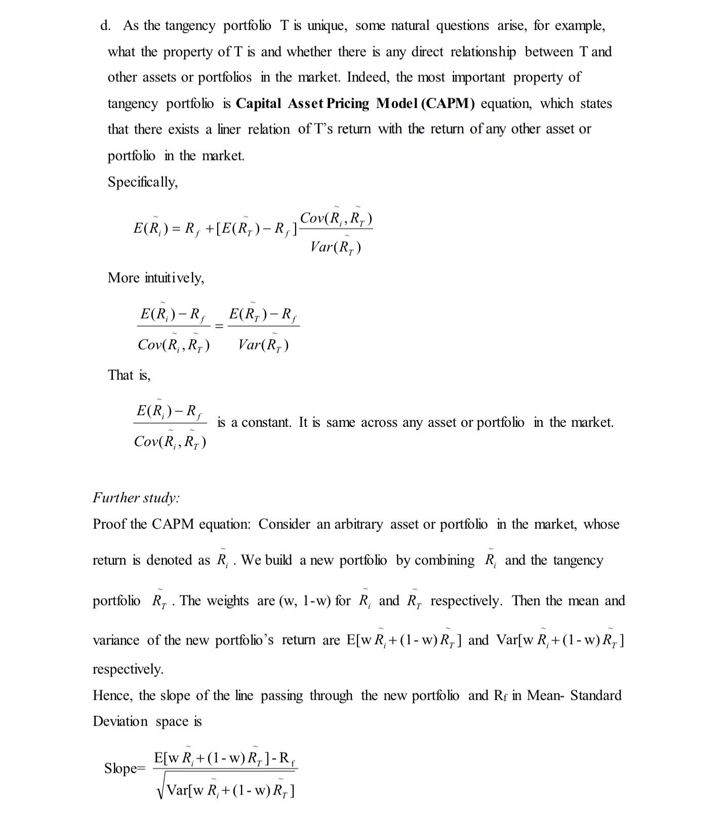 is denoted by pim . The risk- free return is assumed to