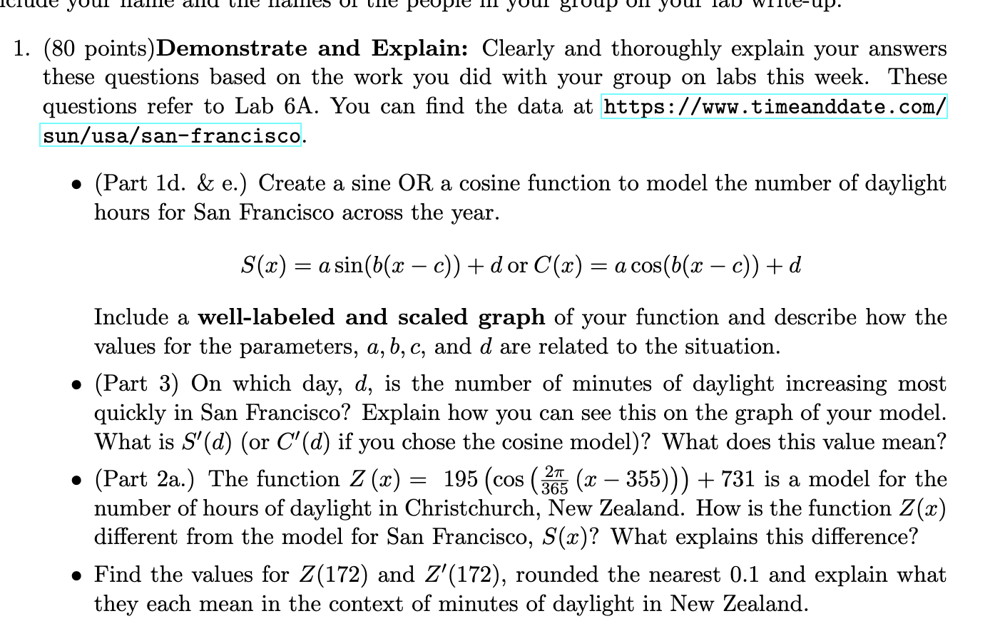 1. (80 points) Demonstrate and Explain: Clearly and thoroughly explain your