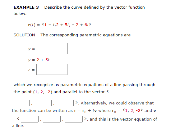 parametric equations of a line passing through the point (1, 2, -2)