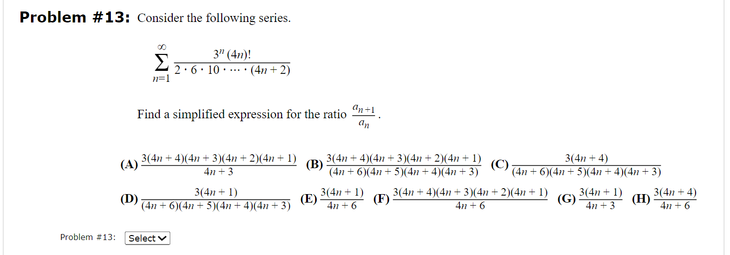 Problem # 13: Consider the following series' U: 2 3\"{4N)T 2'6