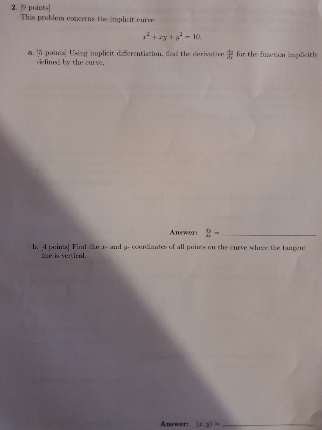 need help in my calculus problems. Thank you ! 2. [9