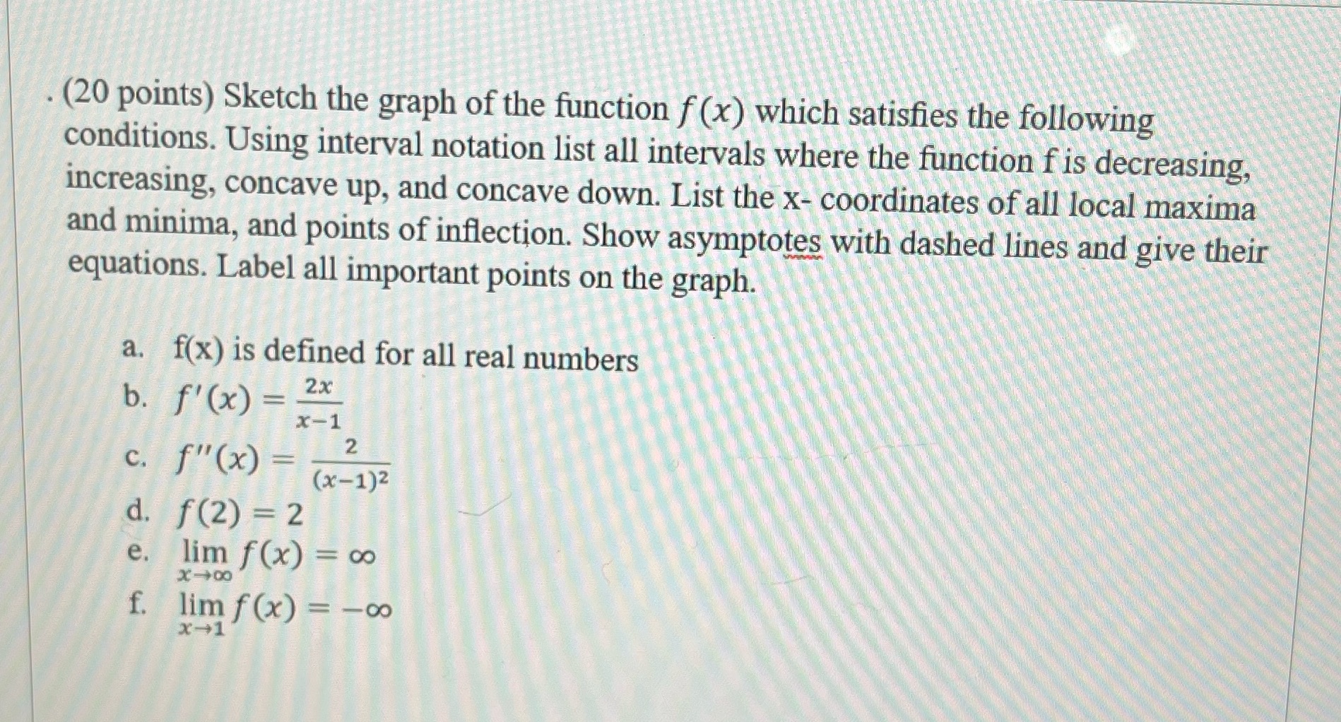 the function f (x) which satisfies the following conditions. Using interval notation