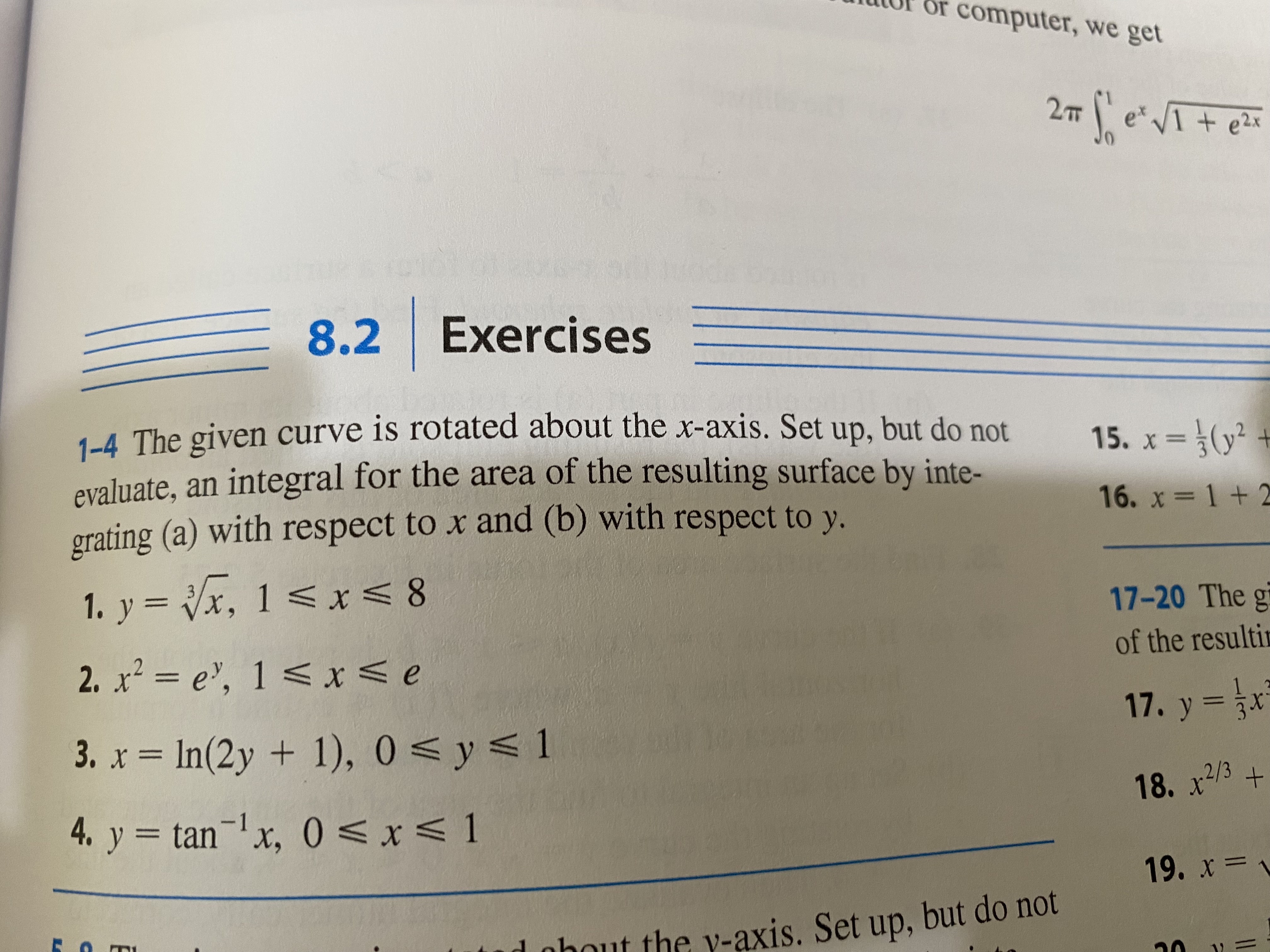  or computer, we get 8.2 Exercises 1-4 The given curve is