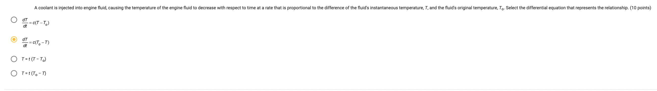  A coolant is injected into engine fluid, causing the temperature of