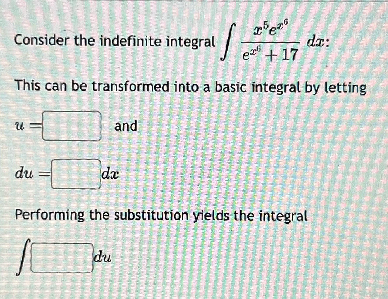Please help me with integral A mem Consider the indefinite integral