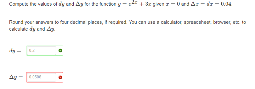 Why am I getting the delta(y) computation wrong? Compute the 1.ralues