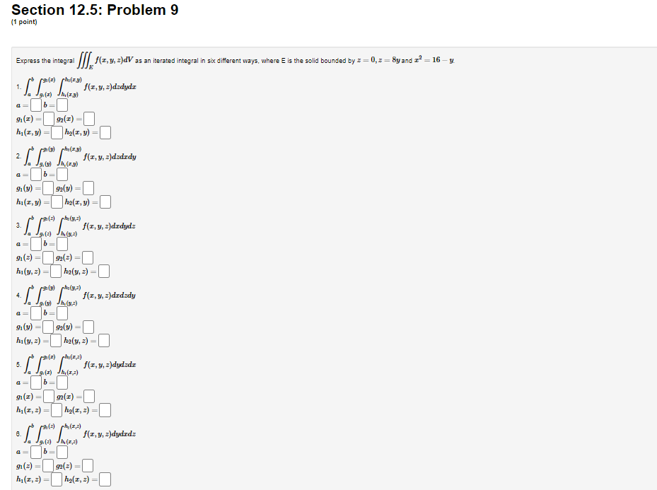 bounded by z = 0, z = By and I" = 16