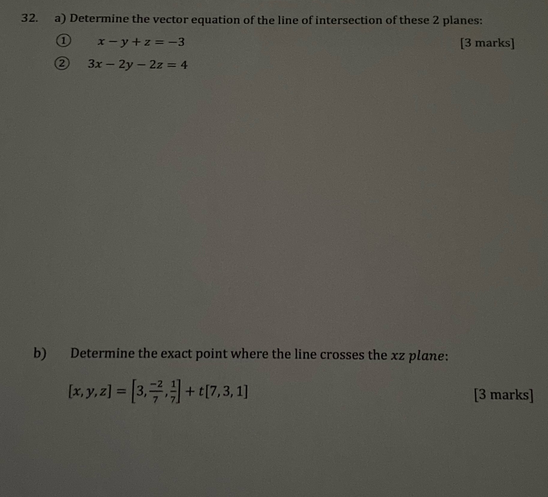 please answer 32. a) Determine the vector equation of the line
