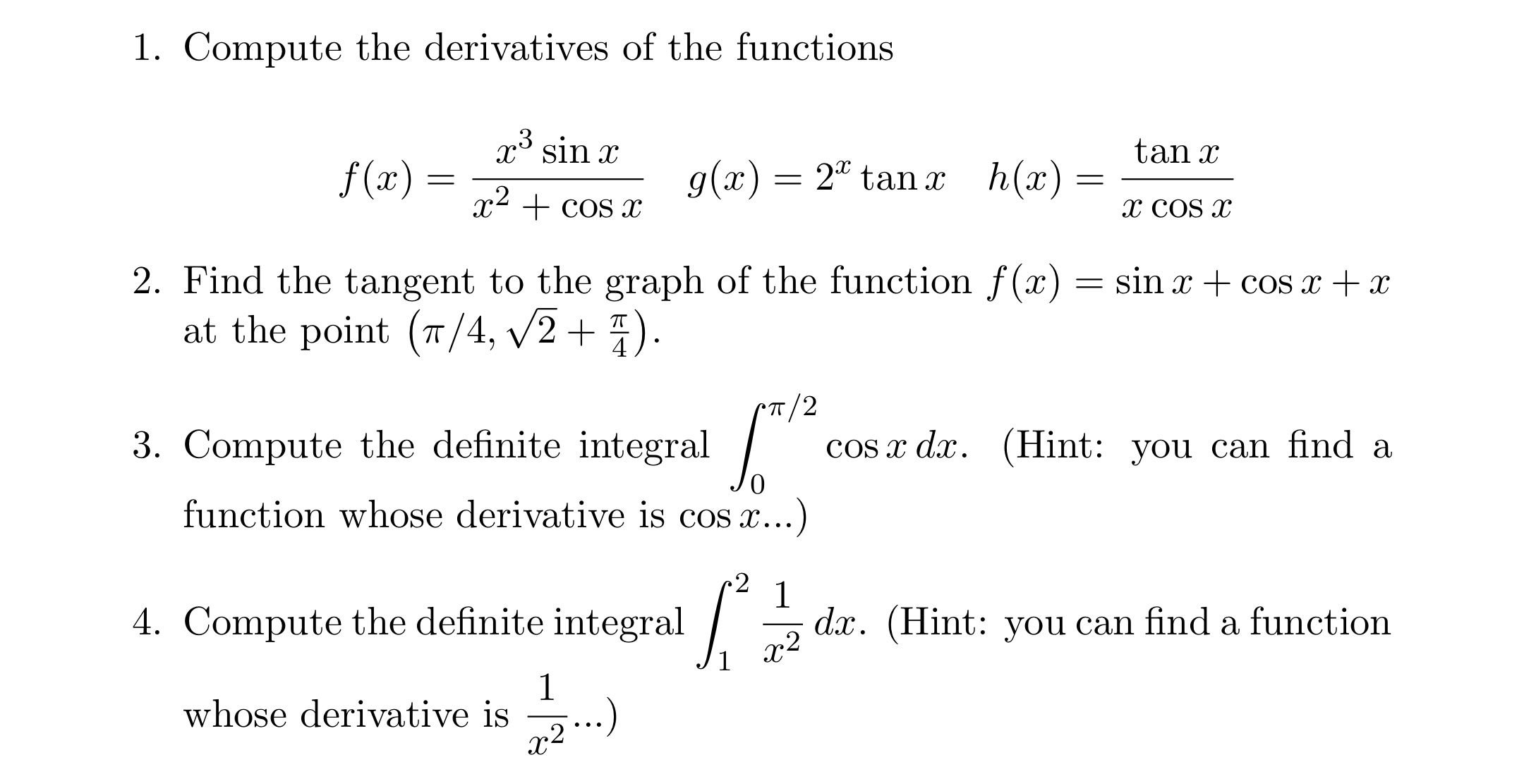 explain or show how to do it. 1. Compute the derivatives of