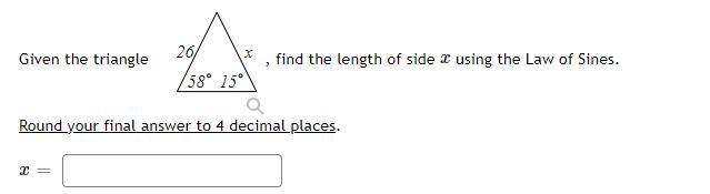  Given the triangLe , find the length of side 2': using