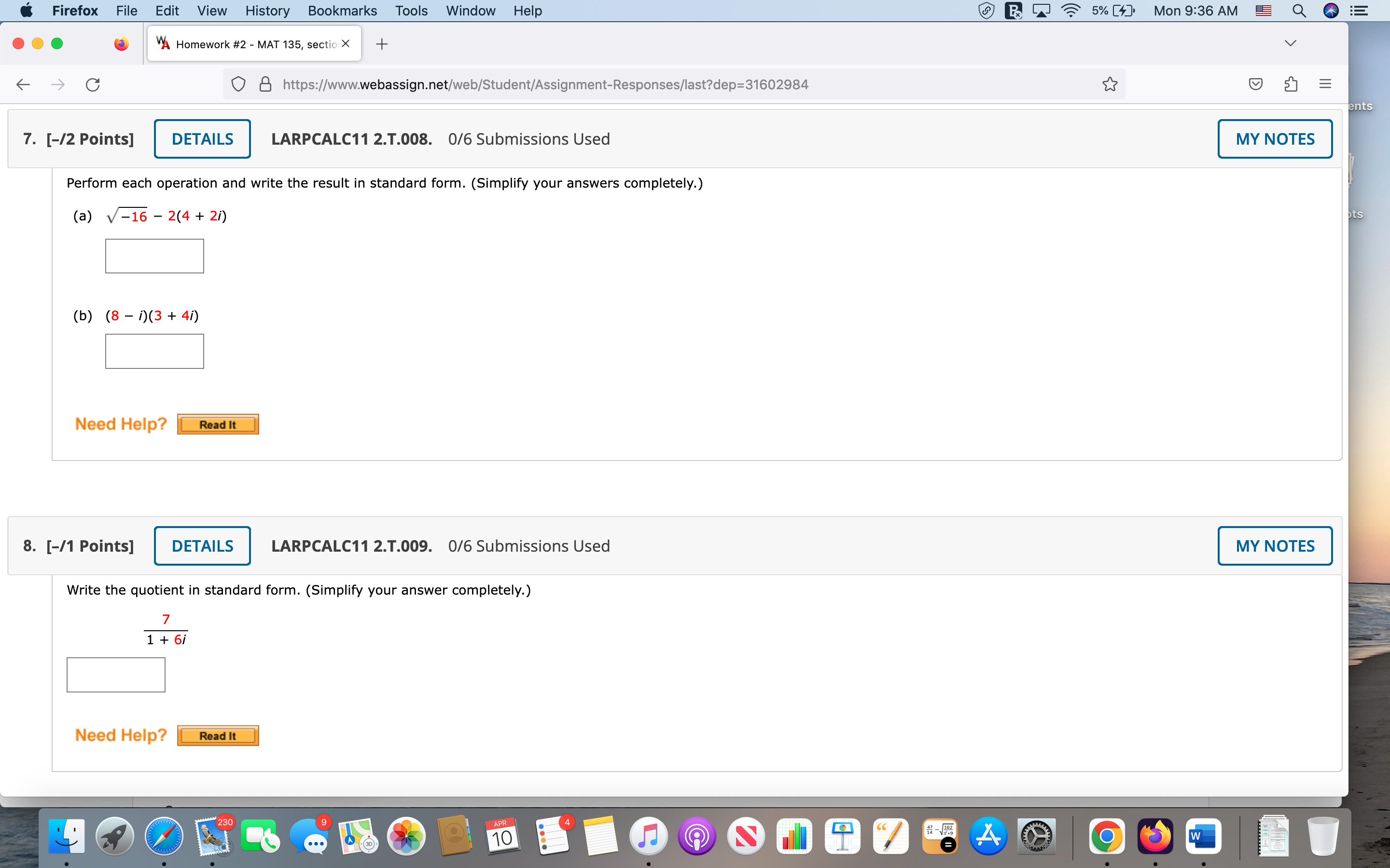 4x2 + 5x- 1 x + 2 Need Help? Read It 6.