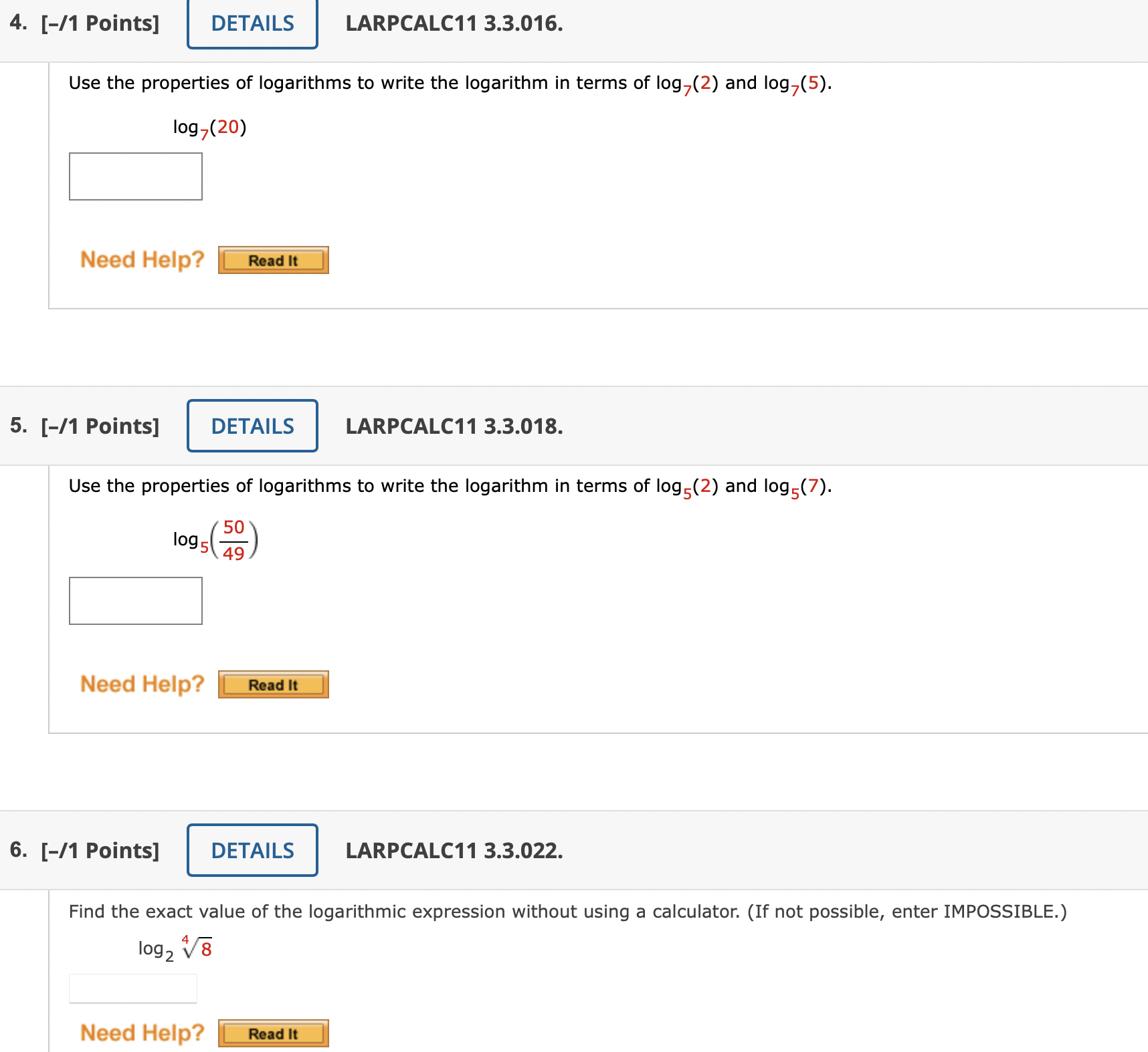 change-of-base formula. Round your result to three decimal places. log 3(13) Need